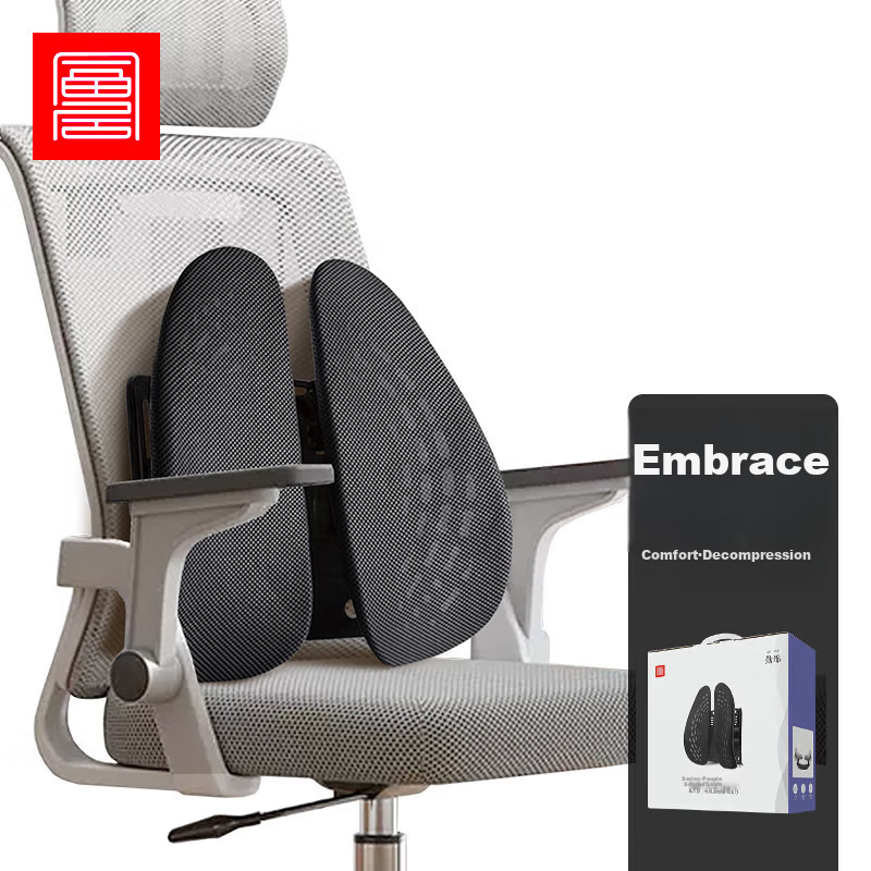 FOOJO Lumbar Support Cushion, Back Support Pad for Long Sitting, Ergonomic Seat Backrest Pad for Office And Car Use