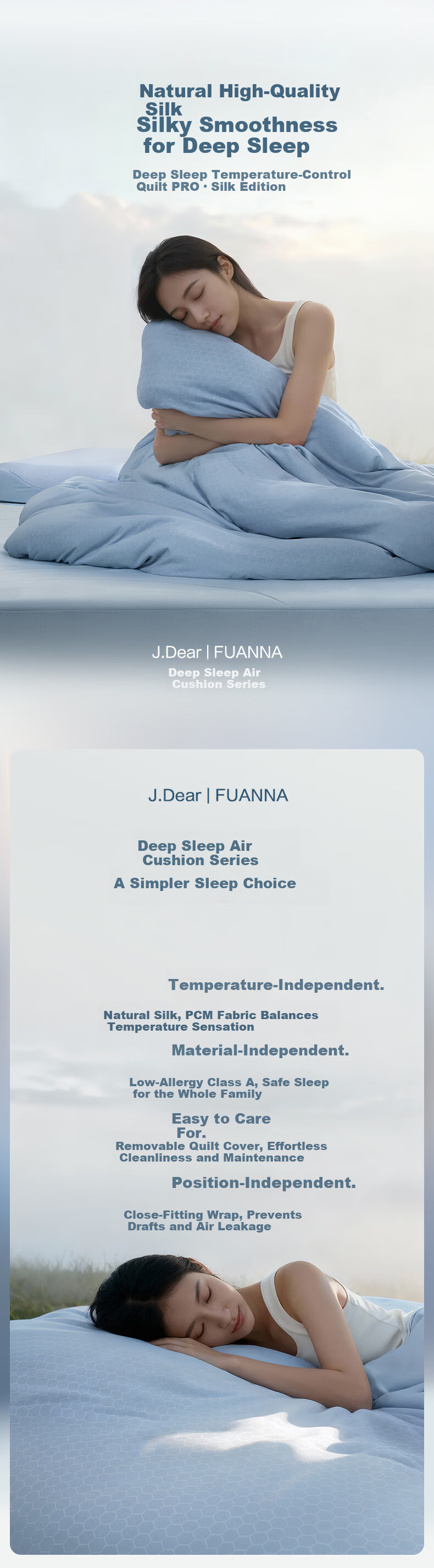 FUANNA x JDear JD Collaboration [Li Xiaoran Same Style] Deep Sleep Temperature Control Spring and Autumn Quilt PRO Silk 200x230cm 3