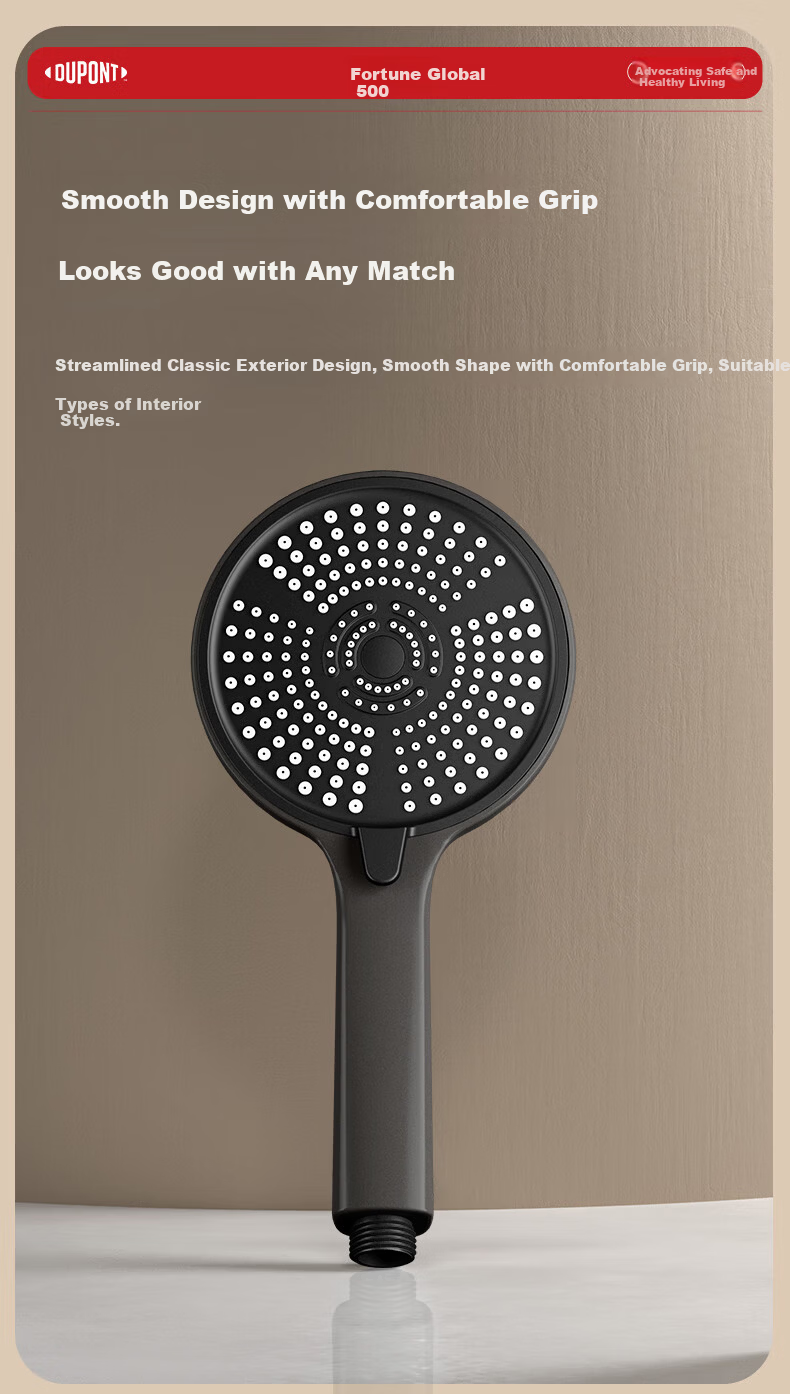 DU PONT Fortune Global 500 Large Panel Pressurized Handheld Shower Head 2