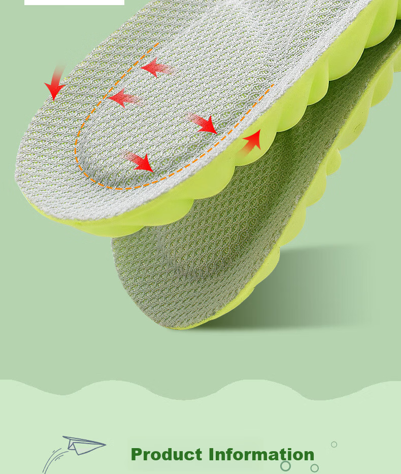 Huabaochi Kids Sports Insoles Soft Shock Absorption Thickened Cuttable Comfortable Sweat-Absorbent Breathable for Boys and Girls 12