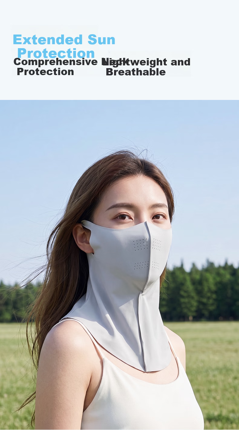 Meilicheng Women's Sunscreen Mask UV Protection Face Cover High-Value Lightweight Cooling Facekini Face Shaping KZ03 Black 10