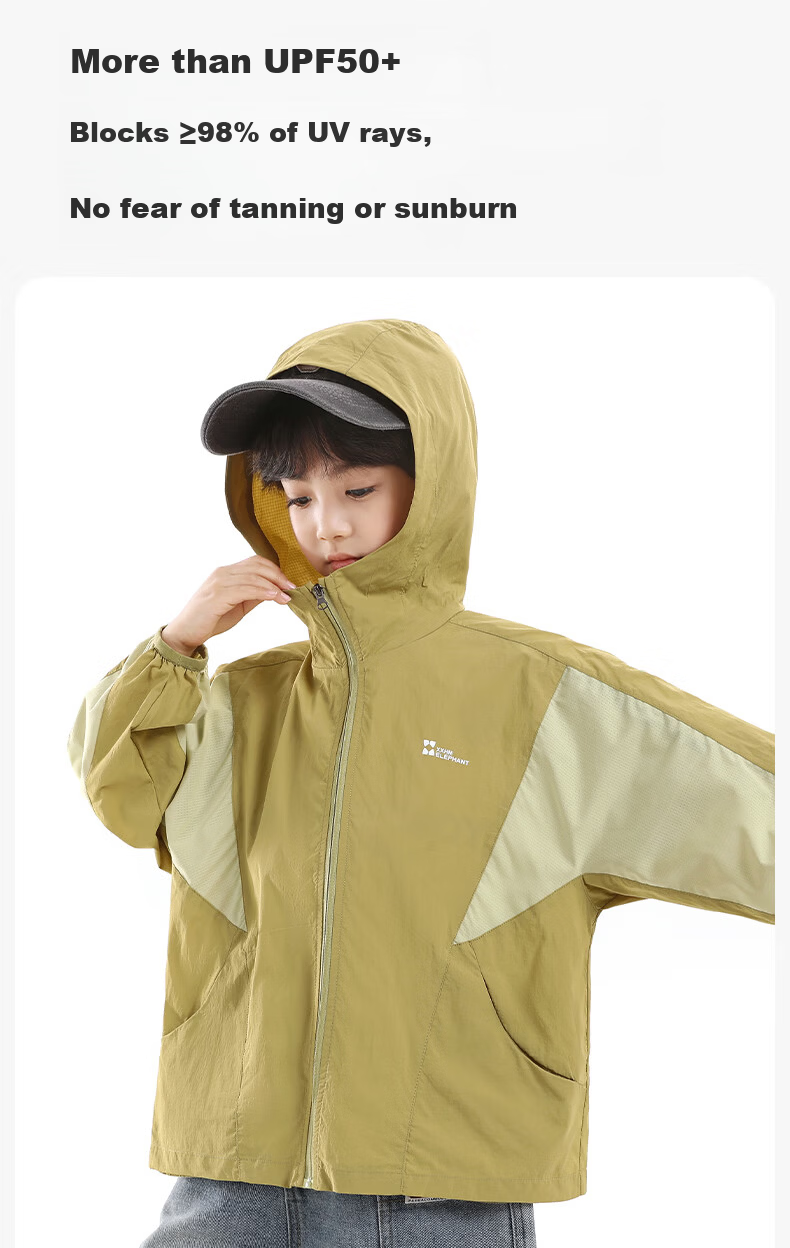Little Elephant Hamm Boys' Sun Protection Jacket Children's Lightweight Summer Coat 2026 Boys' Skin Jacket UPF50+ Green 110 cm 3