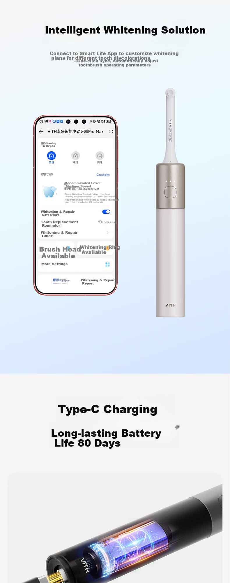 Hongmeng Smart Choice VITH Pro Max Electric Toothbrush Whitening Toothbrush Gift for Boyfriend Girlfriend Birthday Xuan Bronze Compatible with Huawei Smart Life Price Guarantee 618 11