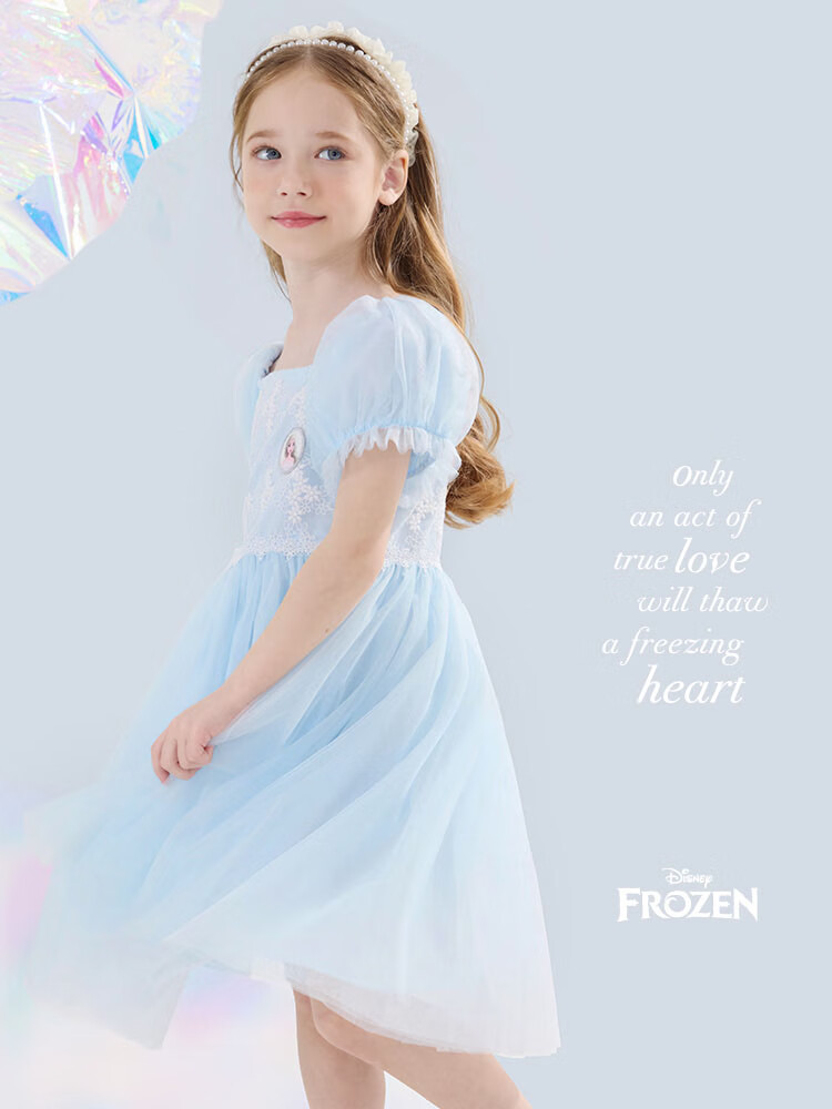 Disney Girls Dress Elsa Princess Tulle Dress Kids Puff Dress X84003 Pink 140cm 3