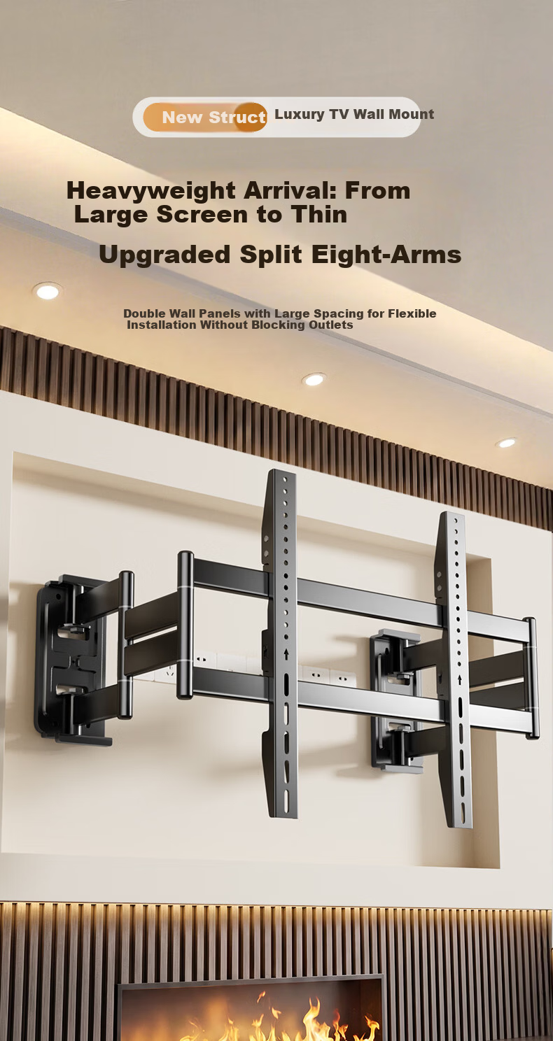 Aizhiri TV Telescopic Mount Bracket for 55-80 Inch TVs, Wall Mount with High Load Capacity, Socket-Friendly Embedded Telescopic TV Bracket NX80 1