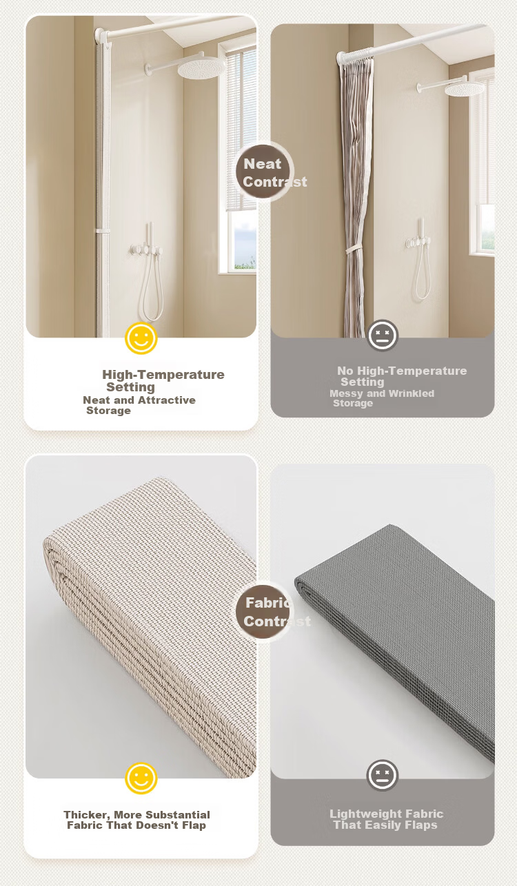 Cobbe Bathroom Folding Waterproof Shower Curtain Partition Wet and Dry Separation Invisible Water Barrier No Drilling 4