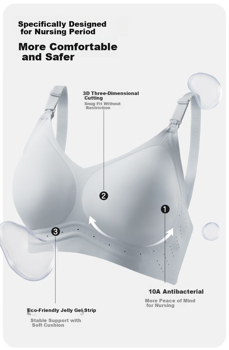 KUB Maternity Nursing Bra Seamless Comfortable Breathable Antibacterial Light Blue Size M 10A 3