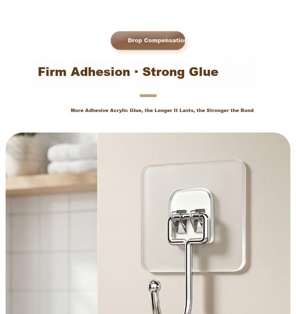 Jinsenquan Strong Adhesive No-Drill Wall Hooks, Damage-Free Dormitory Wall Hanging Hooks, Heavy-Duty Adhesive Hooks, Pack of 10 6