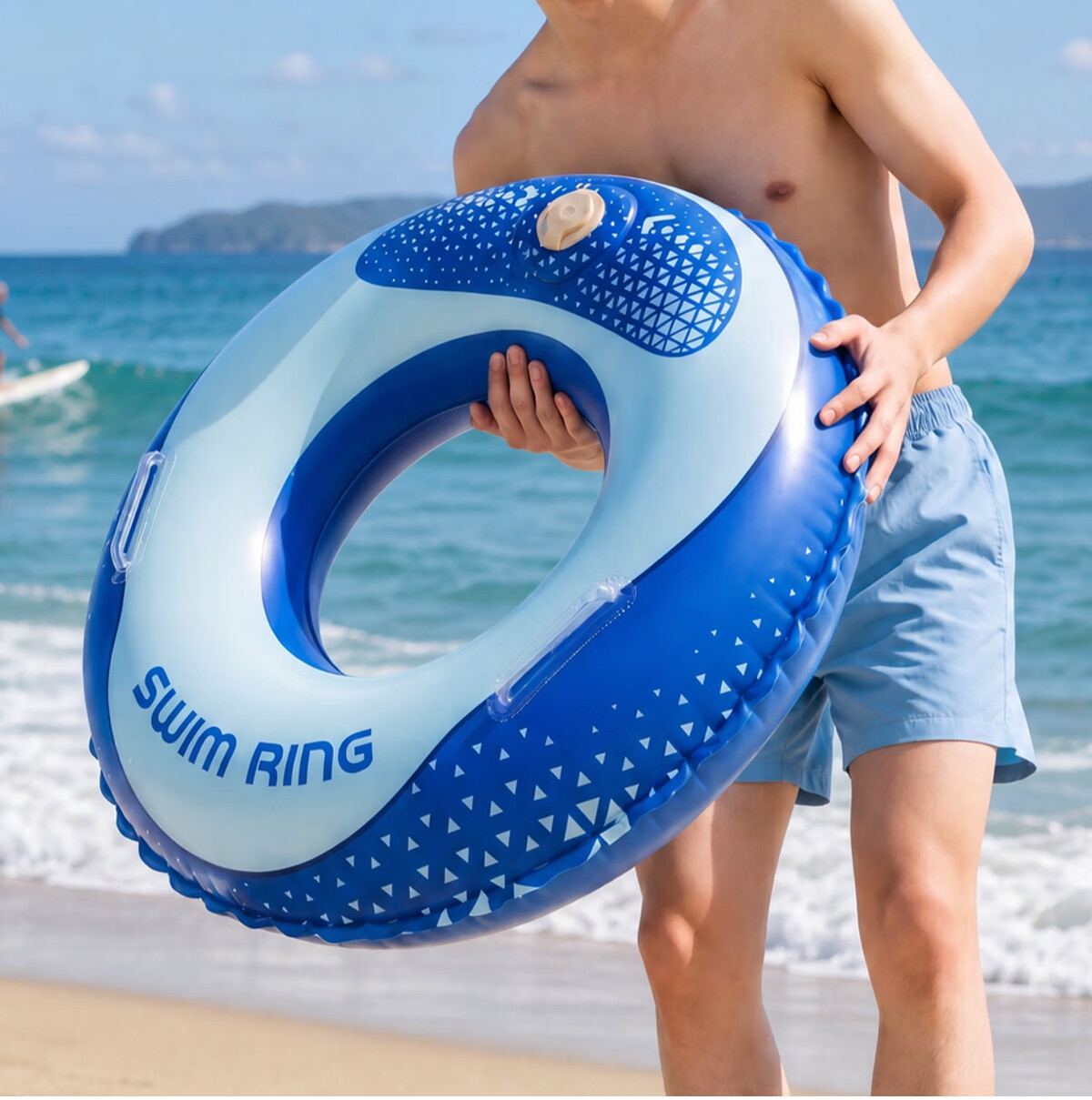 361° Adult Swimming Ring Safety Anti-Tip Pressurized Inflatable Thickened Underarm Float Portable Swimming Gear for Men 4
