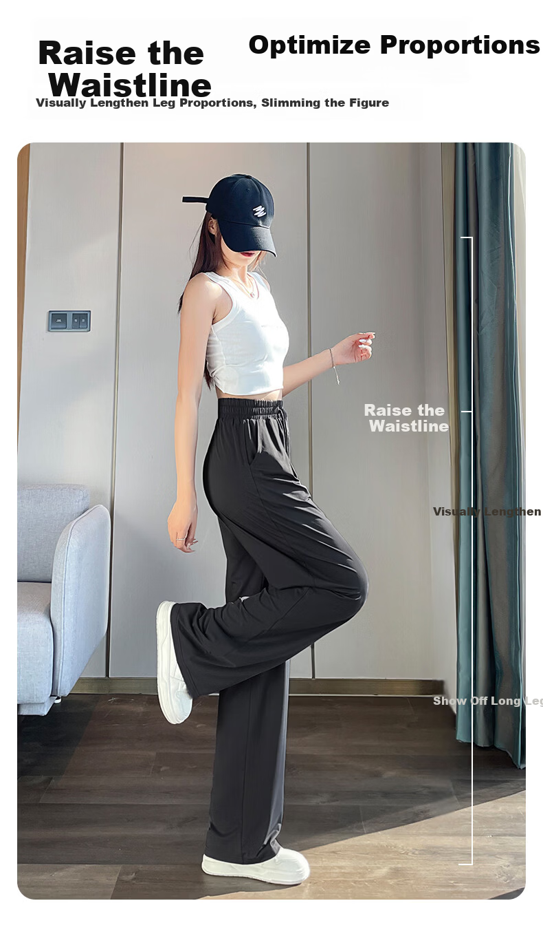 Baleno S&K UPF50+ Women's Sunscreen Pants 2026 Summer New Ice Cool Breathable High Waist Straight Slim Casual Pants 9