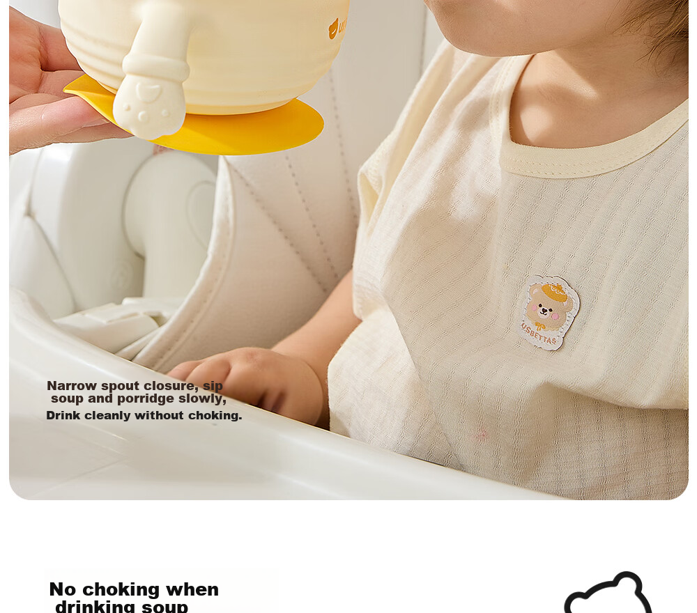 Beitais Egg Drop Soup Bowl Baby Training Silicone Integrated Suction Children's Tableware 11