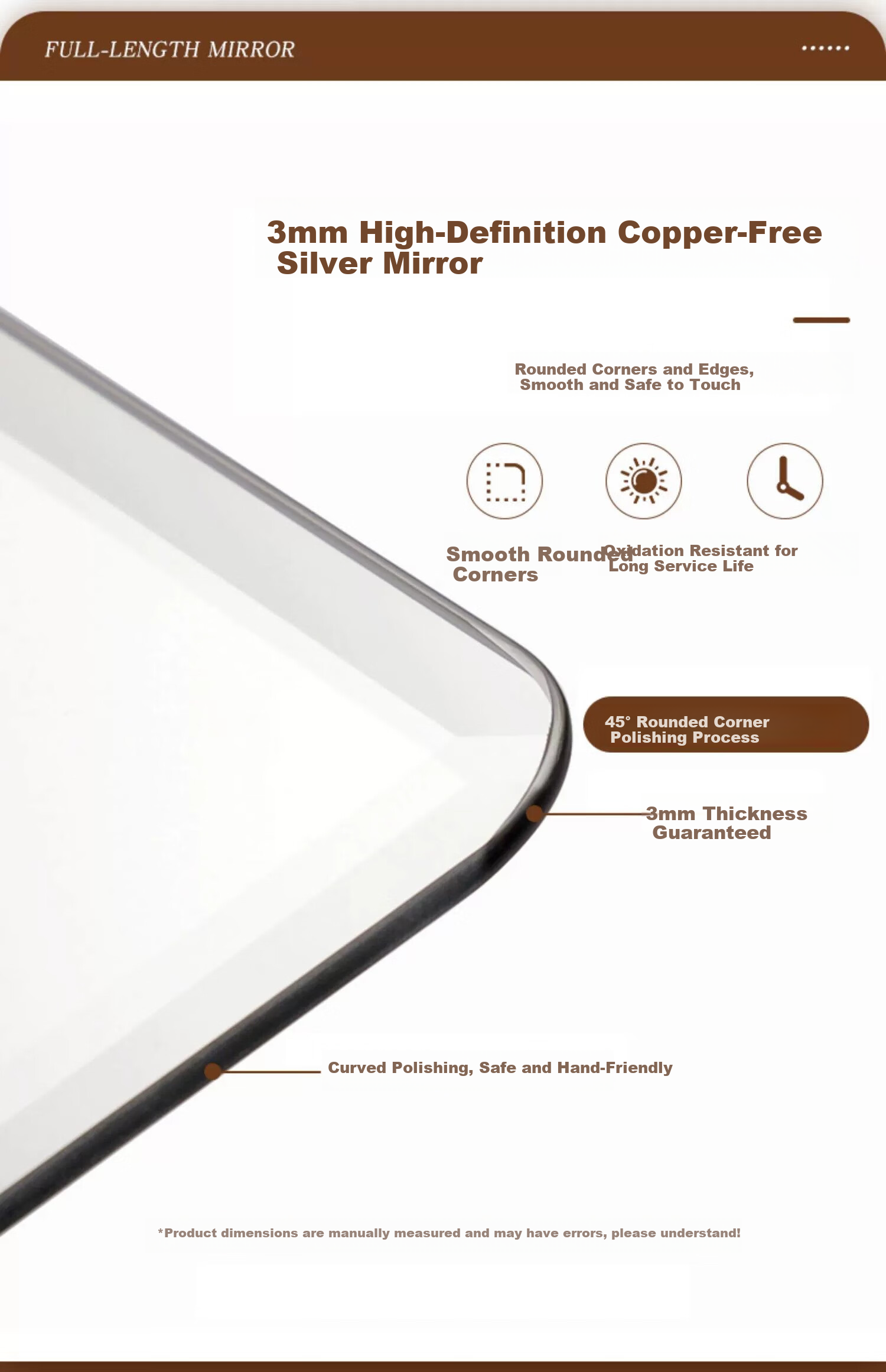 Yimo Home Full-Length Wall-Mounted Dressing Mirror 30x120cm for Bedroom Makeup and Living Room 10