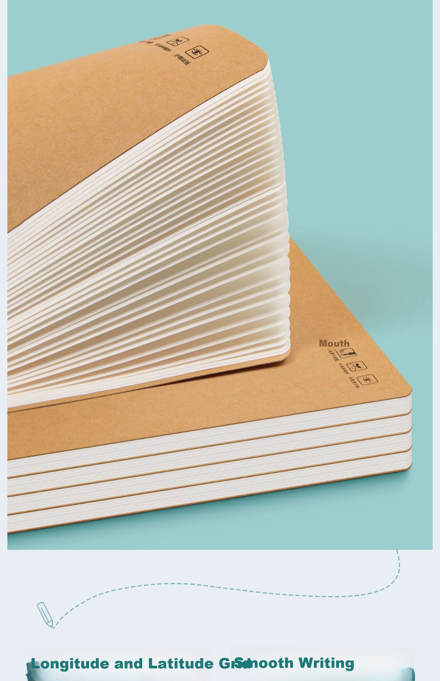Liupin Academy Workbook Set 10pcs 16k Primary School Grade 3 Exercise Books for Homework Practice Notebooks for Grades 4-6 Kraft Paper Chinese Composition Books Junior High School Students Character W 5