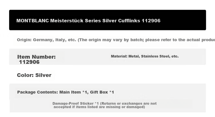 MONTBLANC Meisterstück Silver Cufflinks 112906 [Gift] 1