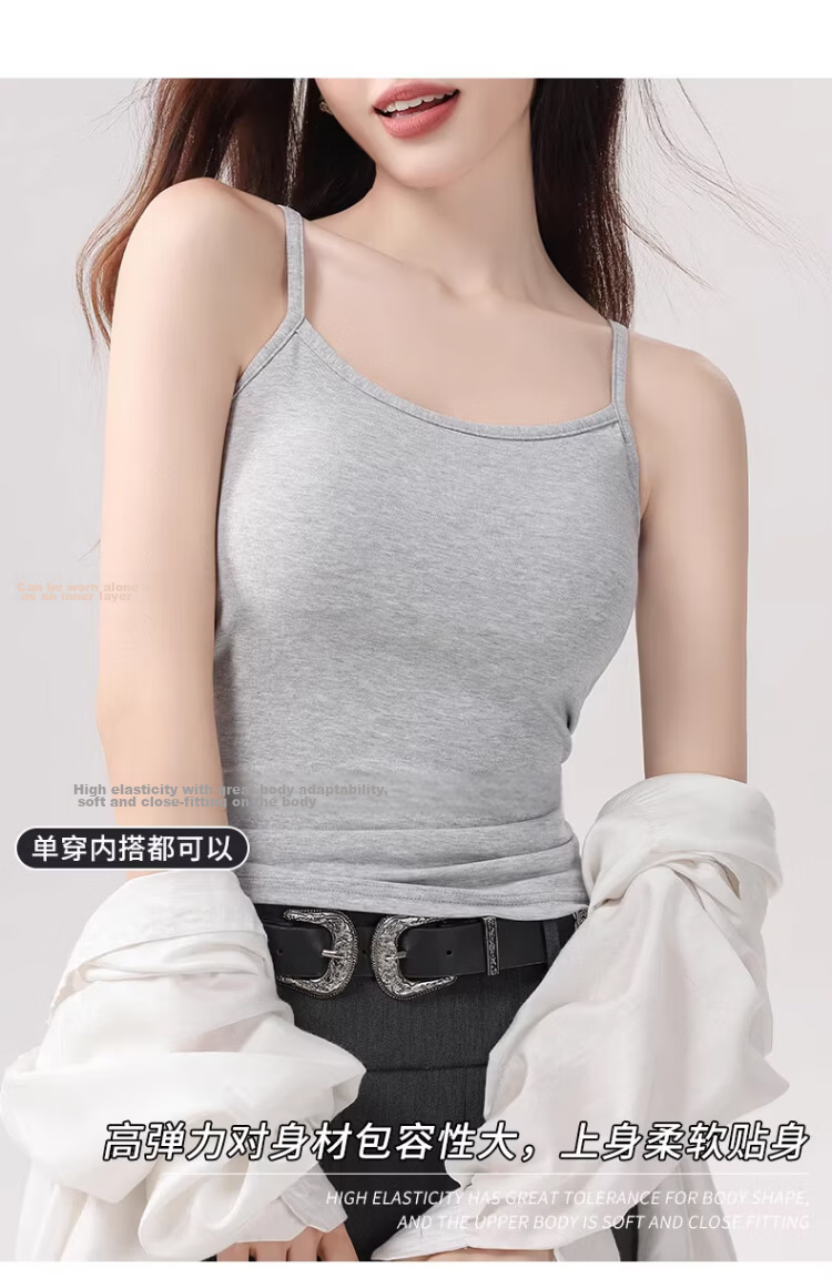 Langsha Pure Cotton Women's Summer Camisole Thin Strap Vest Slim Fit Sleeveless Top with Side Coverage and Beautiful Back Design 7