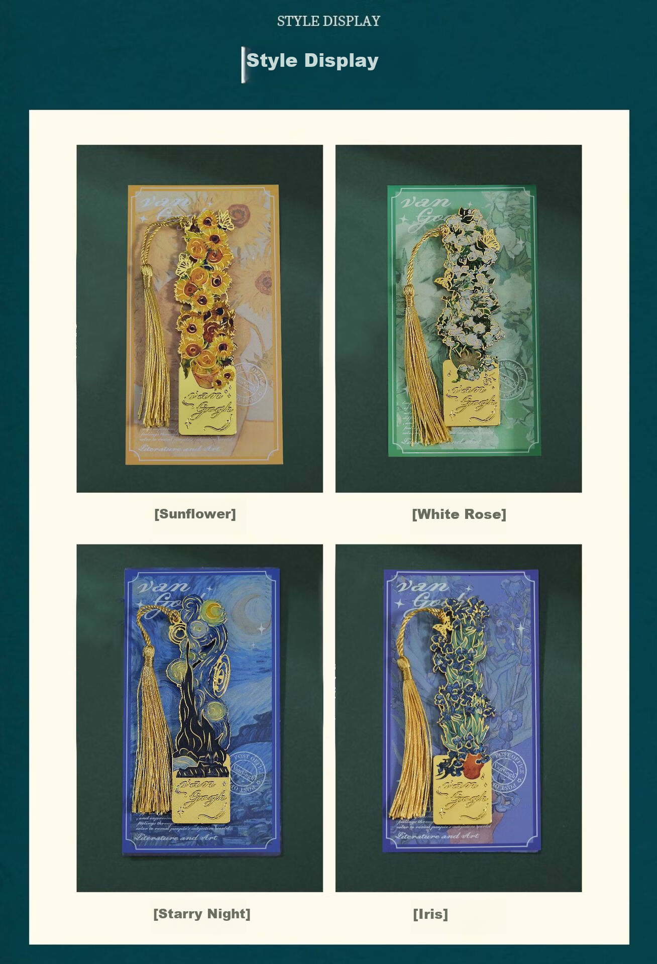 Tianshun Oil Painting Bookmark Premium Exquisite Metal Van Gogh Bookmark Classical Creative High-Value Birthday Gift for Girls Cultural and Creative Student School Reward Simple Packaging Blooming Apr 2