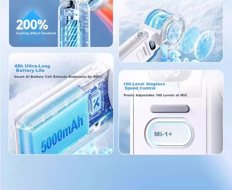 OYOCO Instant 16° Cooling Semiconductor Handheld Mini Portable Silent USB Rechargeable Outdoor Fan Long Battery Life 17