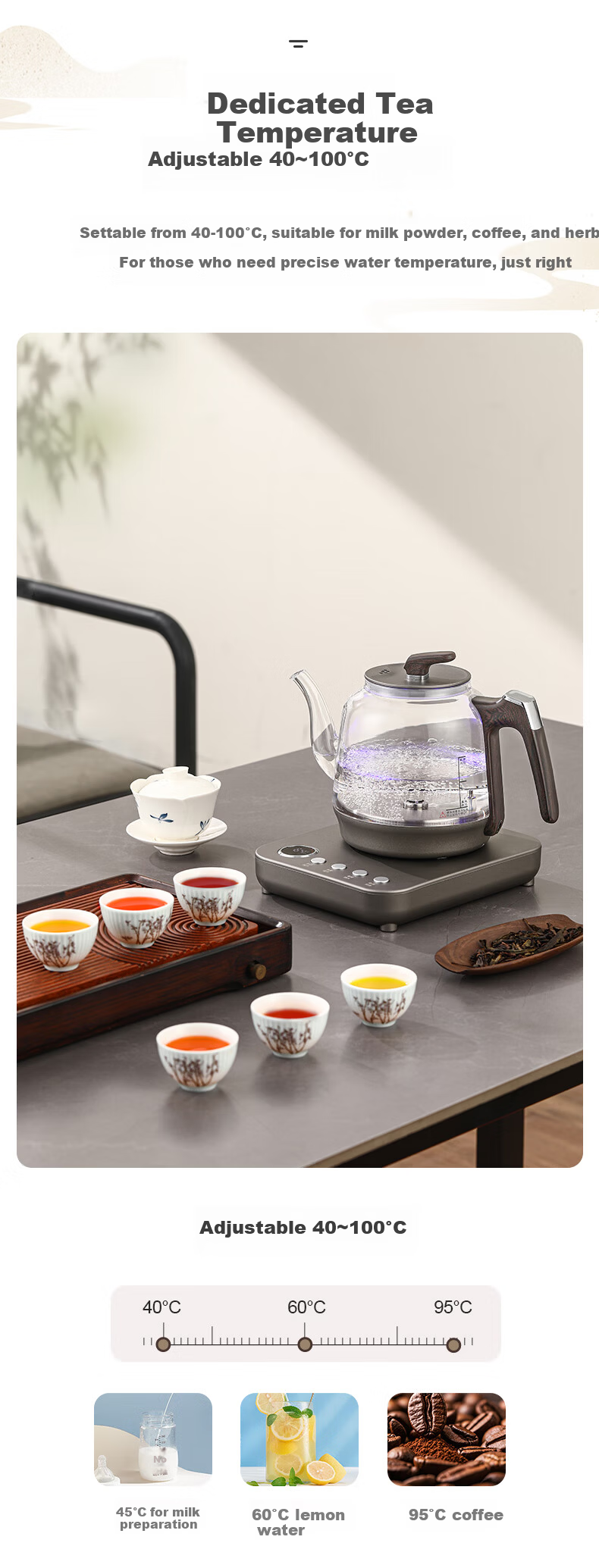 Biooner Fully Automatic Water Filling Electric Kettle Glass Kettle 1L Tea Table Integrated Tea Table Tea Set Water Pump Electric Tea Stove RY-D8 5