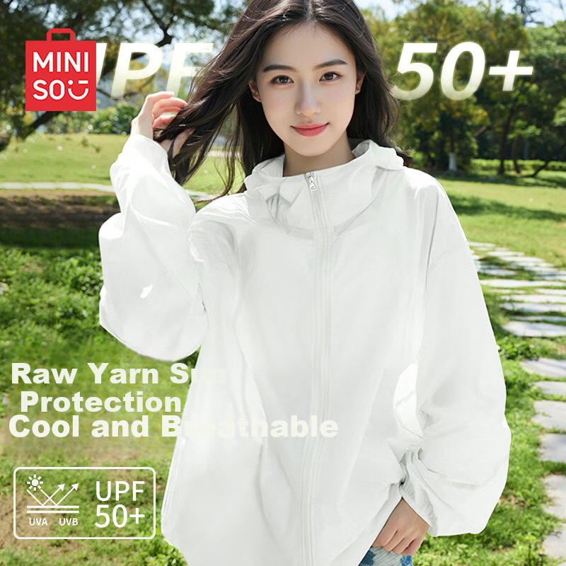 MINISO Women's Sunscreen Jacket UV Protection 2026 Summer New UPF50+ Hooded Lightweight Original Yarn Sun Protection Coat