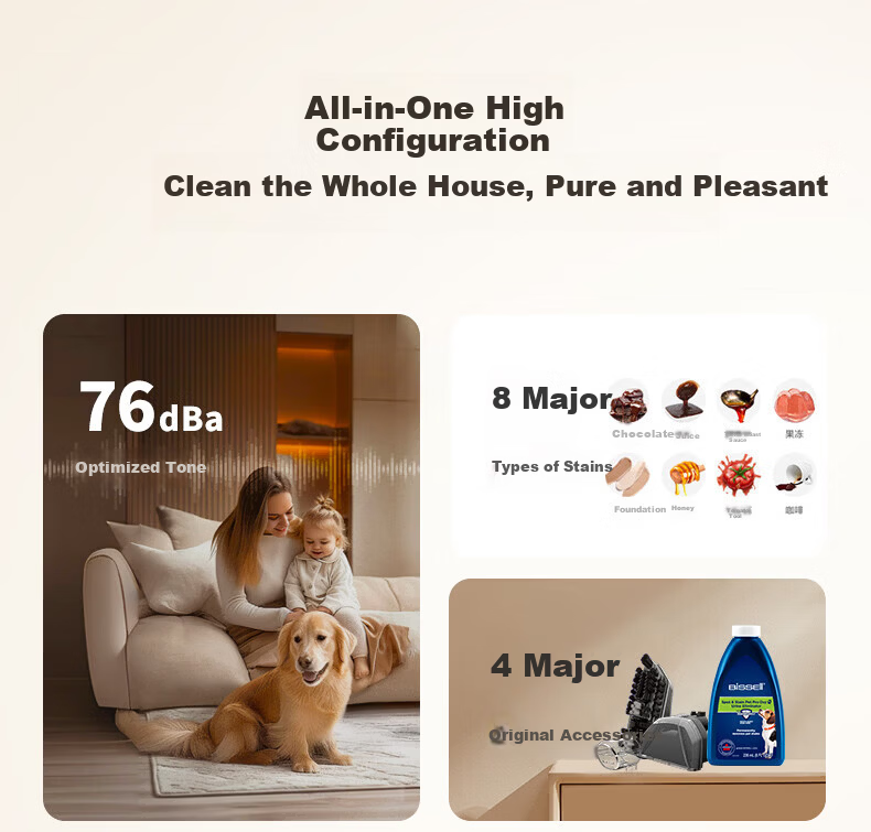 BISSELL Steam Cleaning Kit High-Temperature Steam Cleaner Mite Removal Sterilization All-in-One Washer High-Pressure Air Conditioner Cleaner Sofa Carpet Cleaner Household Mop Tool 28
