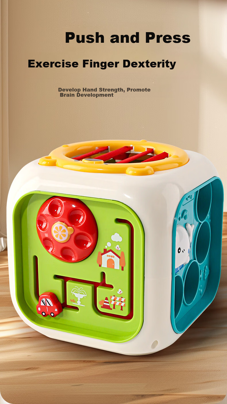Besnay Baby Toy Hand Drum Six-Sided Educational Montessori Early Learning Gift for Children 4