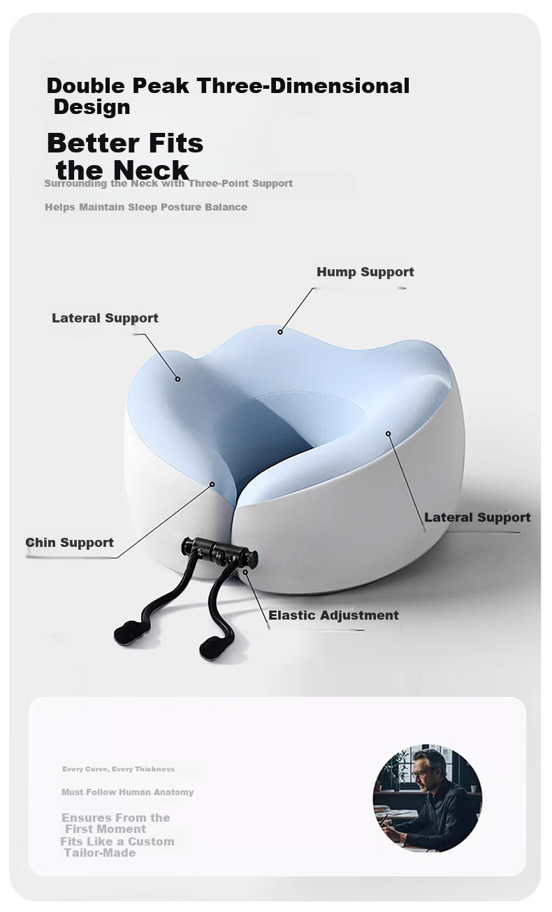 Zhunhang Neck Support U-Shaped Pillow Travel Neck Pillow for Airplane Train High-Speed Rail Office Nap Pillow Foldable U-Shaped Cushion 9