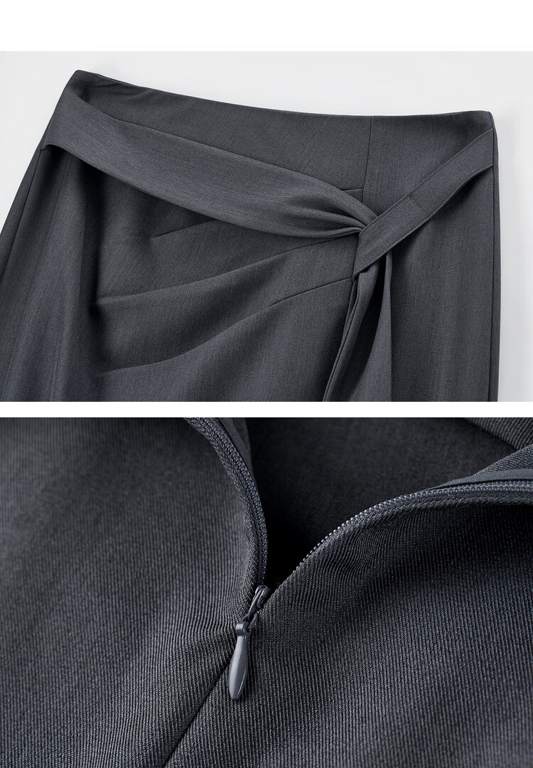 Shangdu Bira Designer Ribbon Pleated Slimming Slit A-Line Mid-Length Skirt for Women Spring Summer High-End Commuter Skirt 20