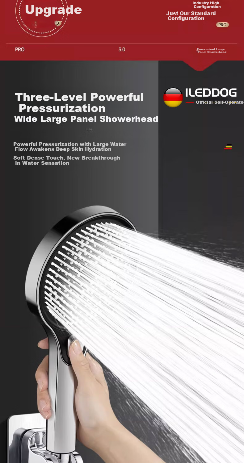 ILeddog [Germany] High-Pressure Shower Head Powerful Water Flow Home Bathroom Handheld Shower Set S0303 4