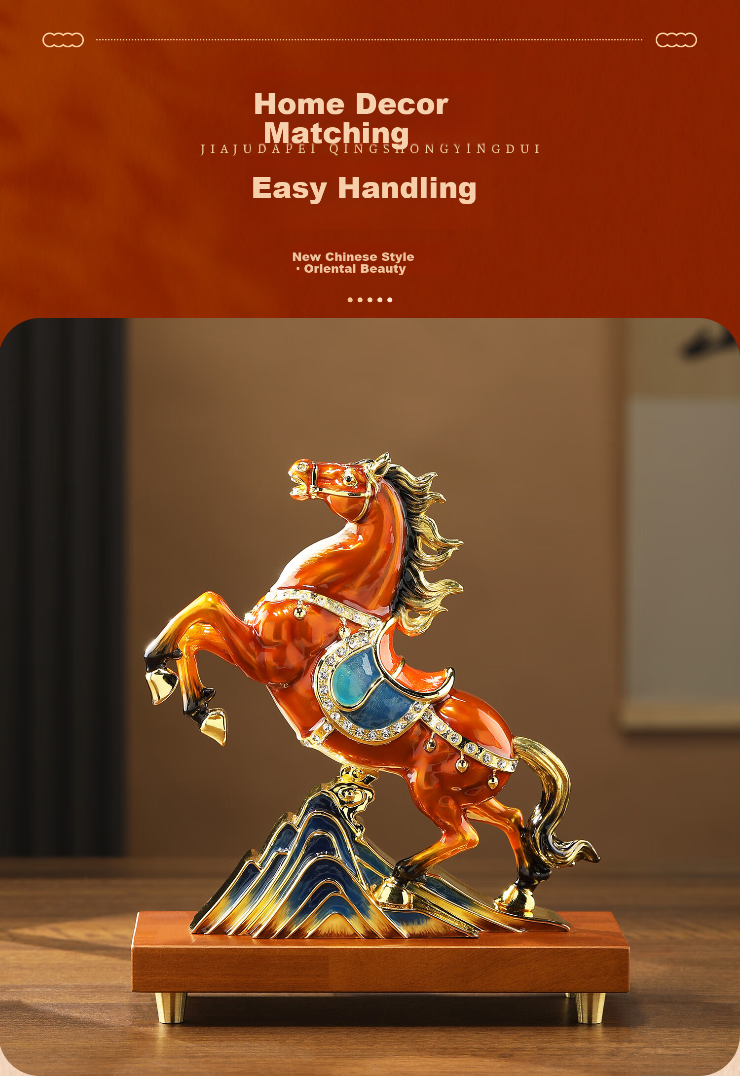 Wanyutang Enamel Painted Zodiac Horse Figurine - Success Horse Decoration for Living Room, Office, Wine Cabinet, Housewarming and Opening Gifts 2