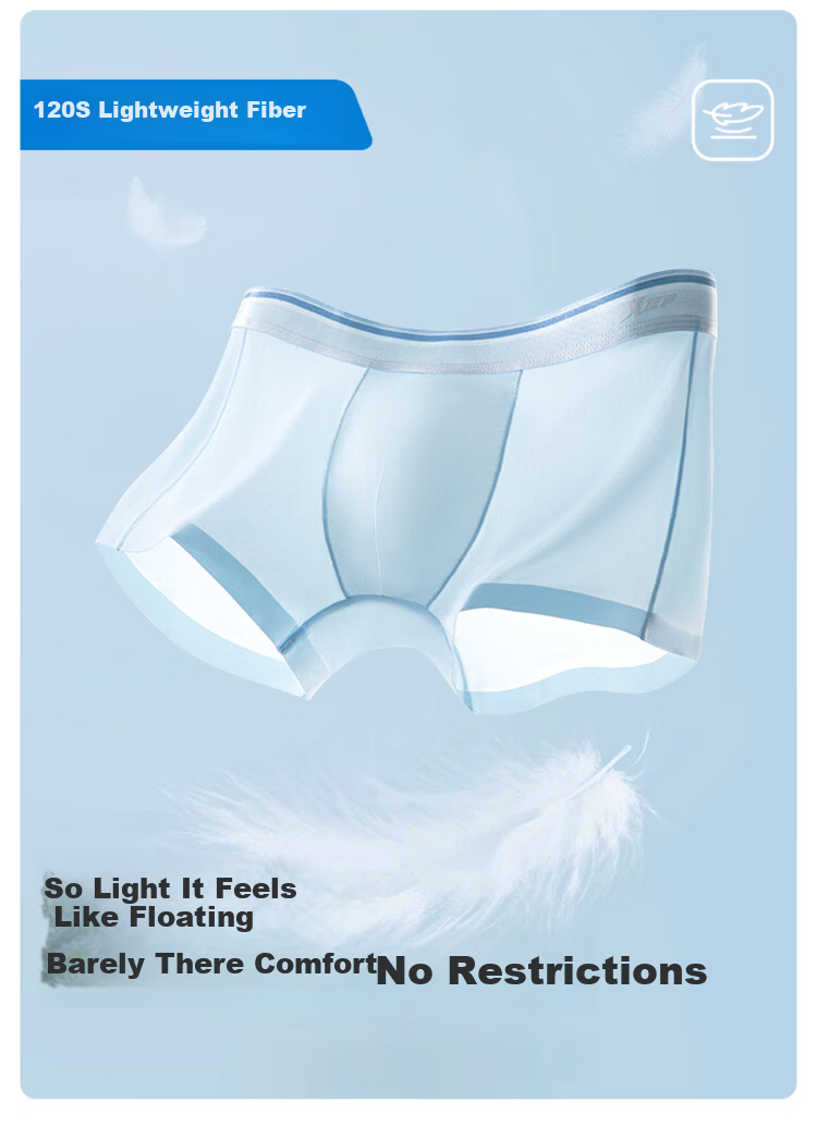 XTEP Men's Ice Silk Seamless Antibacterial Breathable Boxer Briefs Thin 3-Pack 5