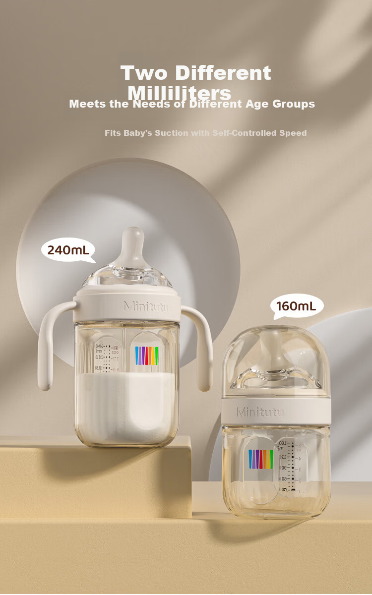 MINITUTU PPSU Baby Bottle, Anti-Colic, Anti-Spitting, Anti-Choking, Suitable for Breast Milk, 240ml 8