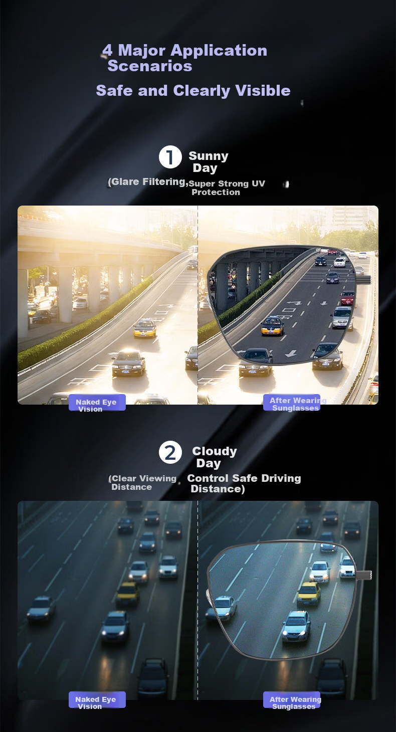 SsonTvte Day and Night Dual-Use Color-Changing Anti-Glare Night Vision Polarized Driving Sunglasses 5