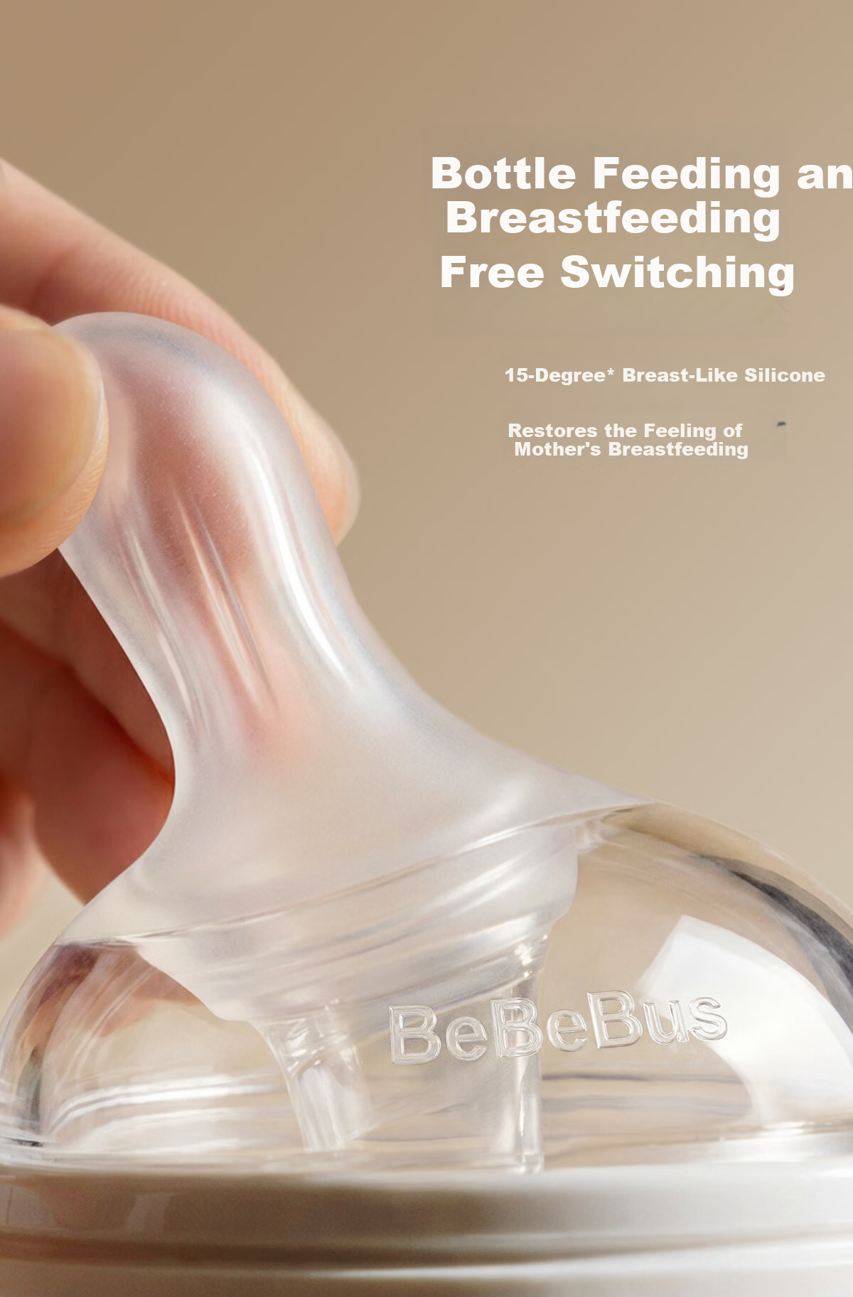 Bebebus Newborn Baby Bottle 0-1 Month Anti-Colic Glass Infant Bottle with Breast-Like Nipple 160ml 9