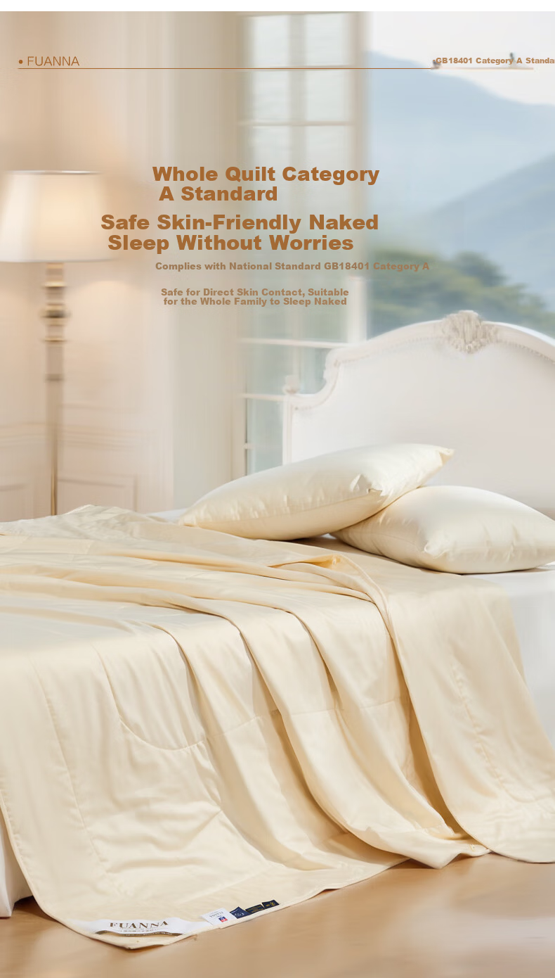 Fuanna Class A Cotton Summer Quilt 60s Pure Cotton Sateen Cooling Quilt All Cotton Air Conditioning Quilt Double Extra Large 230*229cm 3