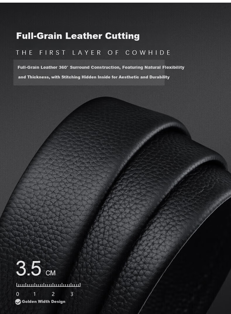 Calermkeens Men's Genuine Leather Belt 2026 New Automatic Buckle Practical Father's Day Gift for Dad 9