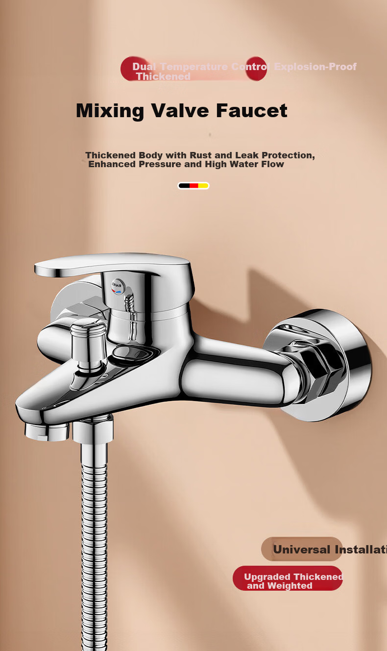 HOMK German Shower Faucet Mixer Valve Bathroom Hot and Cold Water Mixer Valve Bath Mixer Valve 1