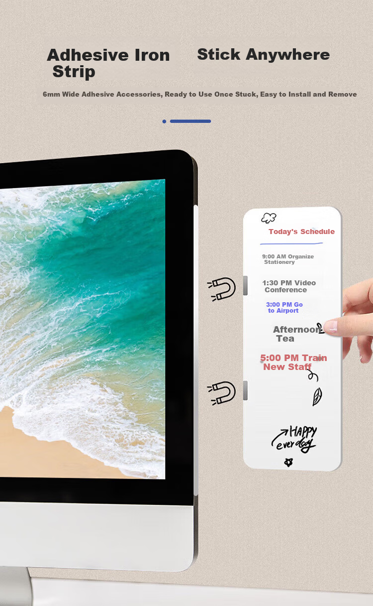 Shushan Computer Screen Side Message Board Desktop Memo Board Daily Reminder Whiteboard Sticky Notes Magnetic Erasable Office Note Pad 3