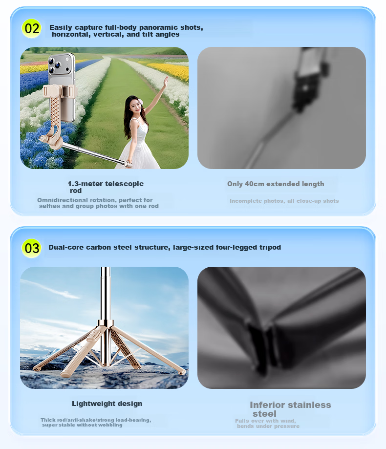 Suoying [2026 New] Selfie Stick Phone Holder Floor Tripod Live Streaming Stand 360° Rotation Anti-Shake Auto Tracking Travel Compact Portable Concert Photography 5