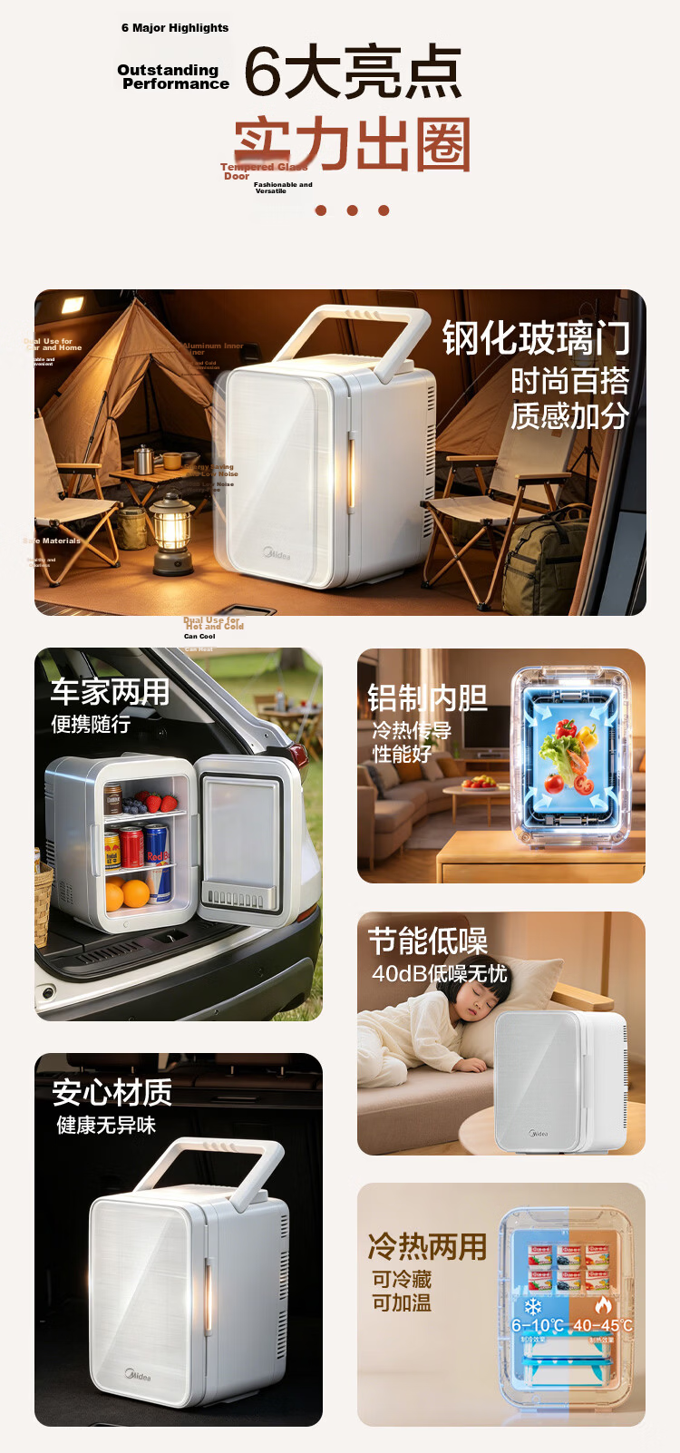 Midea Mini Refrigerator Car Refrigerator Small Household 3-4 Person Dual Use Cooling and Heating 21L Large Capacity [2026 Major New Model] 4
