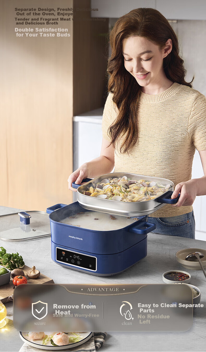 Morphyrichards MR8901 Electric Hot Pot 3-Min Rapid Boil Sauna Hot Pot 2100W 220V 6L Blue Unit 8