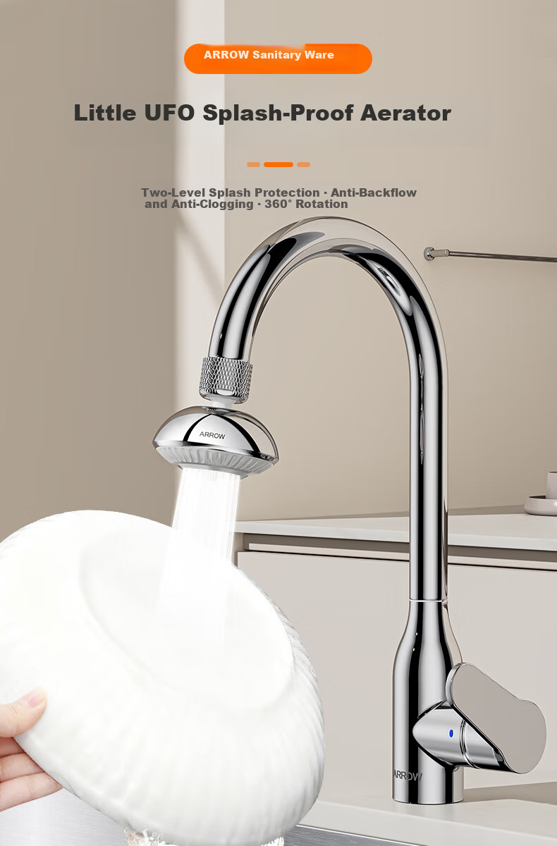 ARROW HT Small UFO Pressurized Splash-Proof Faucet Aerator Extender Dense Water Multi-Function 360° 1