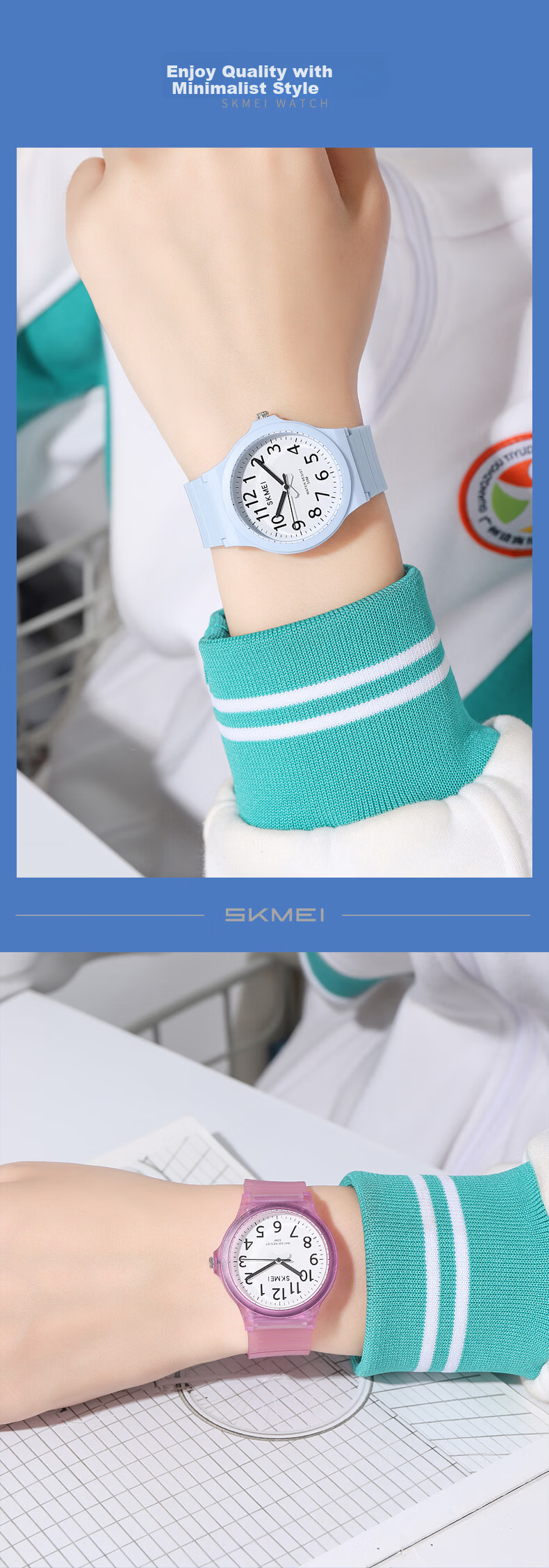 SKMEI Student Silent Pointer Quartz Exam Watch for Middle and High School Entrance Exams 2557 7