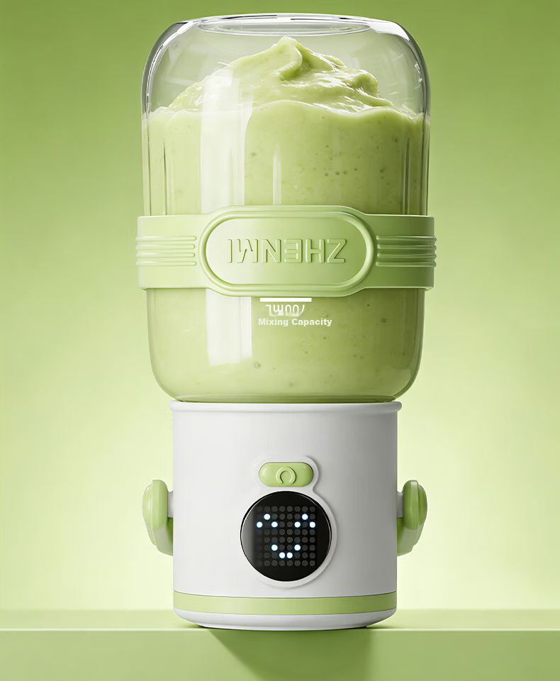Zhenmi [Top Streamer 10% Off] Small Portable Juicer [J15 Upgraded Version] Multifunctional Juicer with Double Lid Smoothie Blender Cup 7