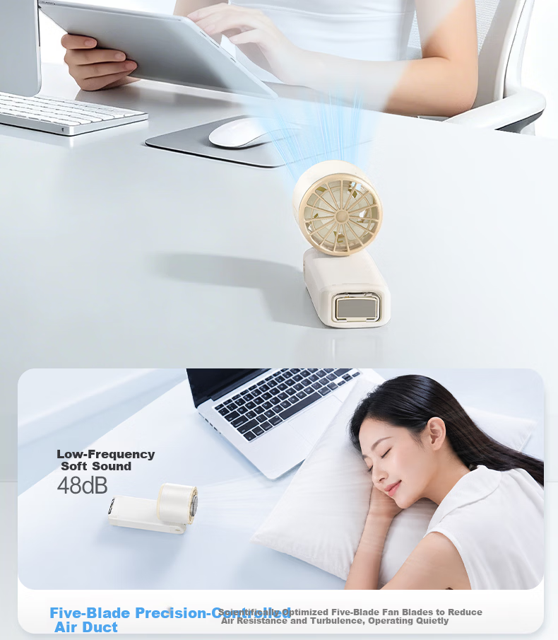 AIMIKU Skin-Friendly Silicone Handheld Mini Fan Student Silent Foldable High-Speed Turbo Fan Office Desktop Small Portable Long Battery Life USB Rechargeable 17