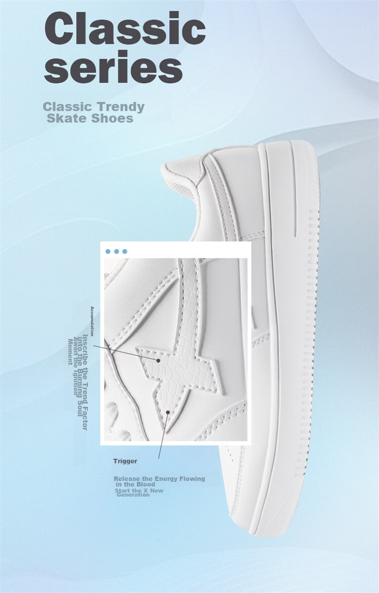 Xtep Couple Men's and Women's Sports Sneakers White Air Force One Spring Summer Mesh Breathable Lightweight Casual Shoes 30