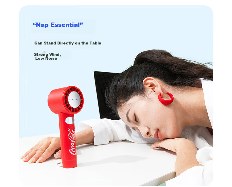 Coca-Cola Handheld Mini USB Electric Fan with Digital Display Portable Quiet Desktop Fan for Office Dormitory Students B-FS07G - Price Protection 618 12