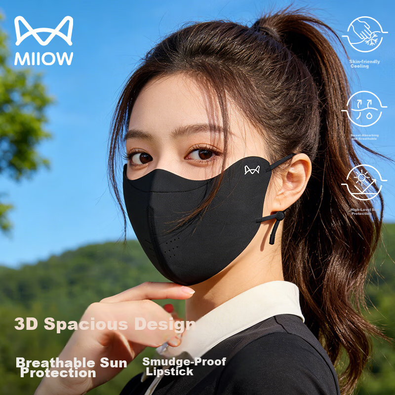 Miiow Women's Sunscreen Mask Summer UV Protection 3D Stereo High-Value New 2026 Mountaineering Cycling Ice Silk Sunshade Face Mask