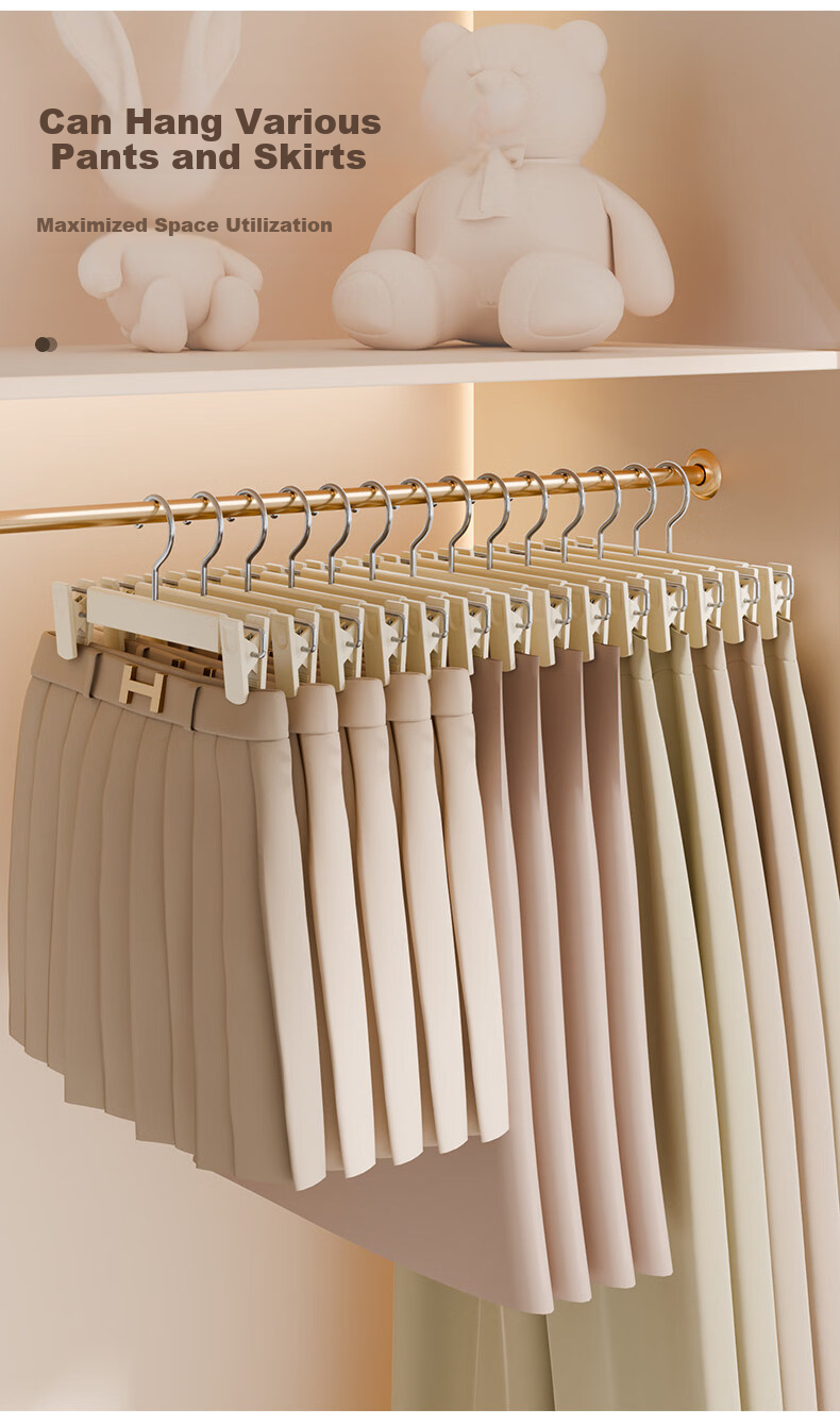 FAJIENUO Pants Hanger Clips Household Clothes Hanger with Clips for Hanging Pants Non-Marking Strong Anti-Slip JK Skirt Underwear Drying Rack 7