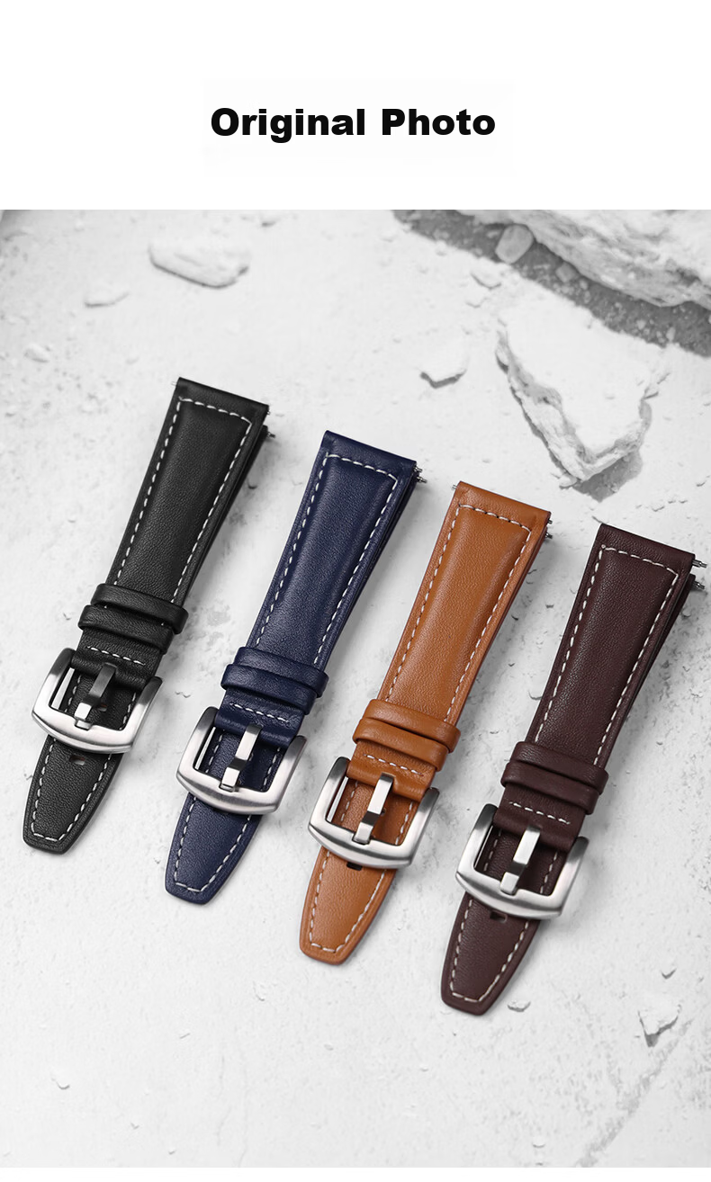 SHIRUI Genuine Leather Watch Strap for Huawei Watch GT4/GT5 EasyFit 22mm Men's Original Sports Band for Watch4/Buds/3 Pro/GT3/GT2 7