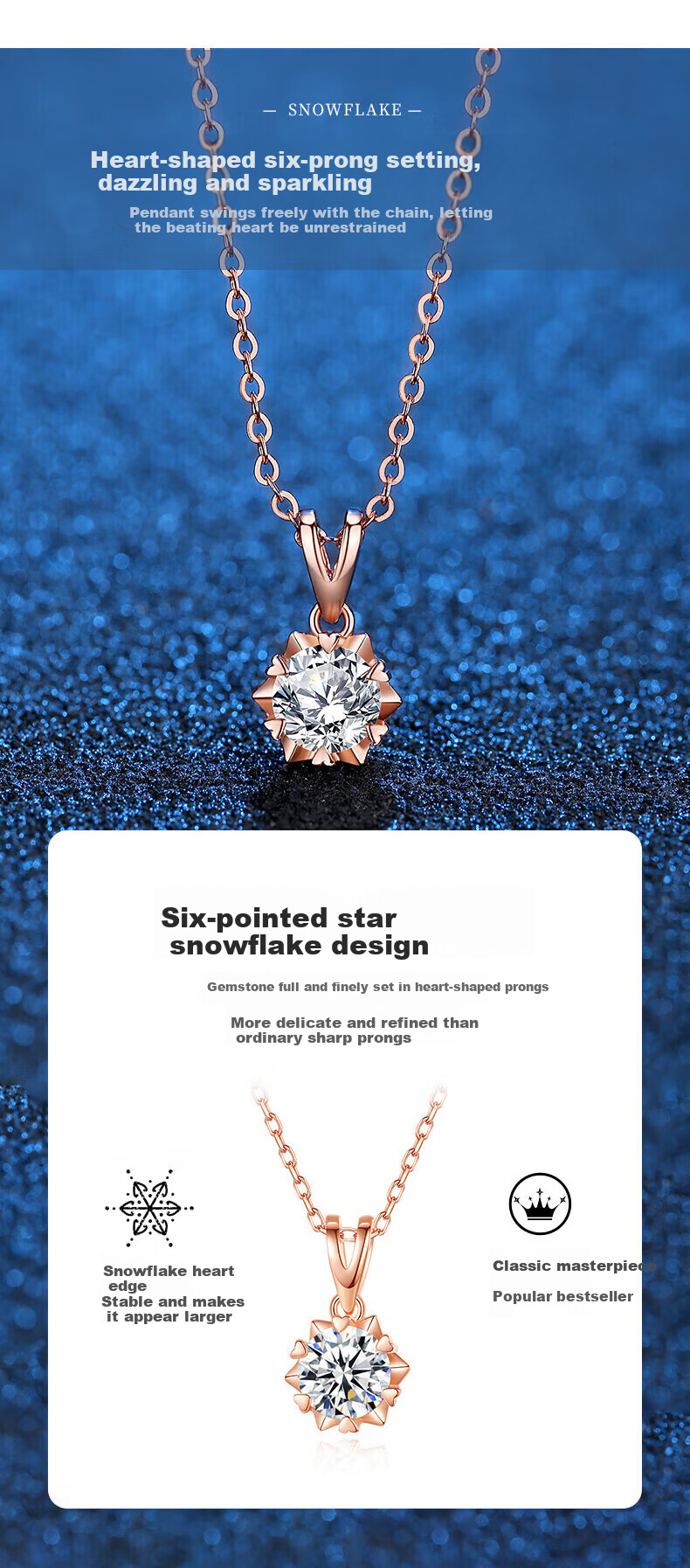 Kovni [Includes GRA Certificate] Moissanite Sterling Silver Snowflake Necklace for Women, Clavicle Chain, Birthday and Valentine's Day Gift for Girls 5